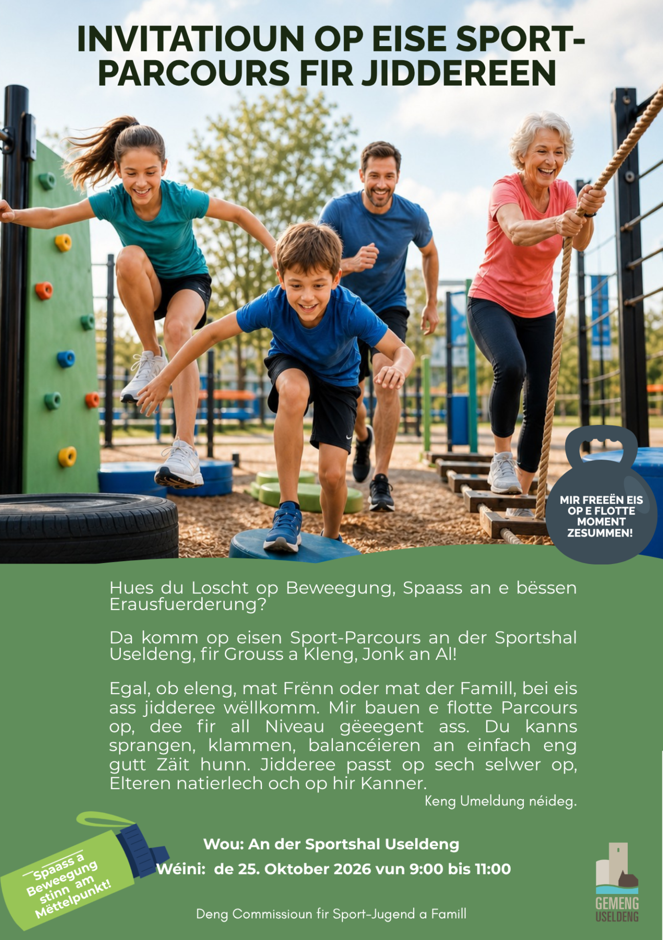 Invitatioun éischte Sport-Parcours fir jiddereen!