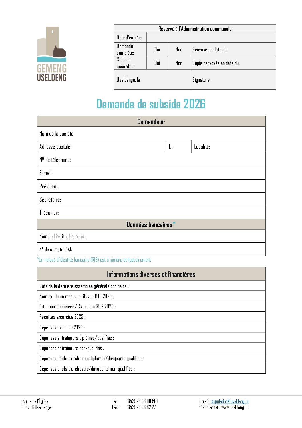Associations - Demande de subsides association locale 2026