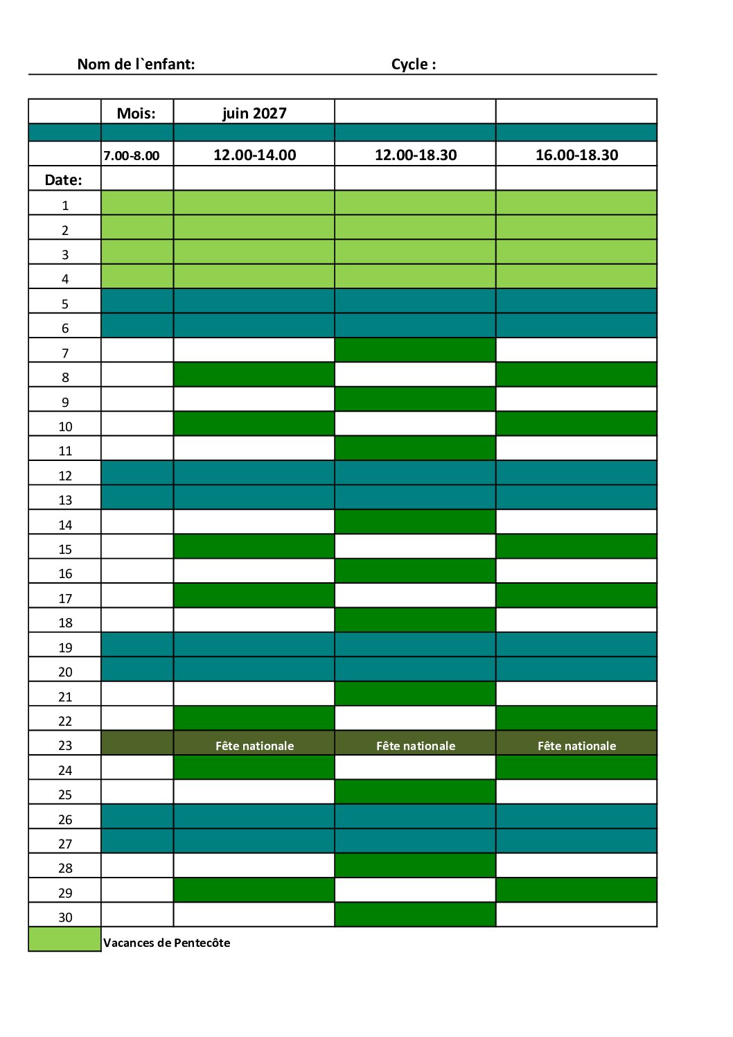 Fiche d'inscription juin 2027